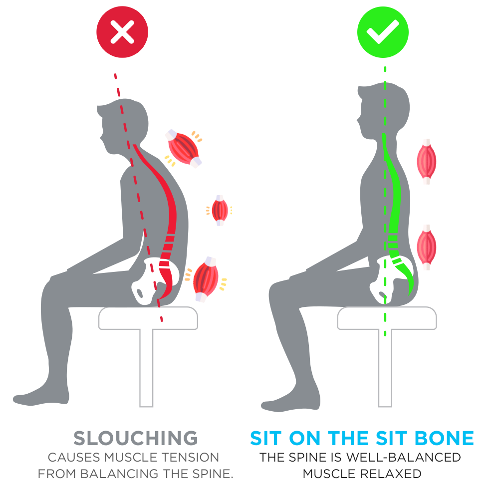 Good posture No back pain. Check your sitting position by yourself in Astride Bionix